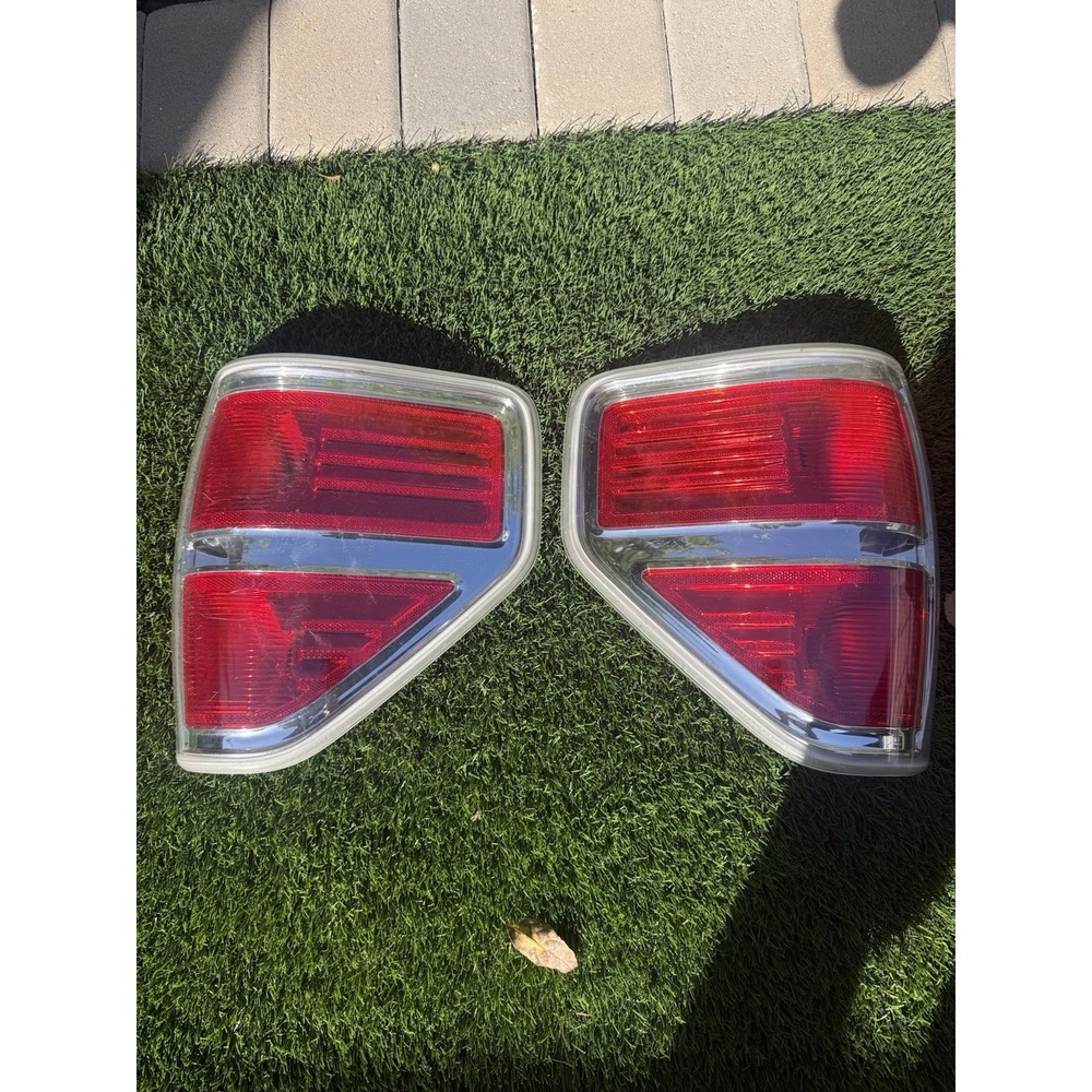 2009-2014 Ford F-150 OEM Tail Lights LH RH Pair Chrome Factory Rear Lamps
